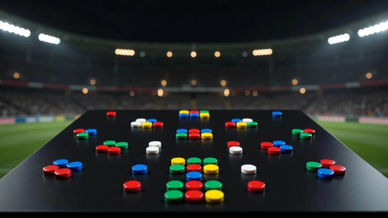 Coloured formation magnets on a coach tactics board