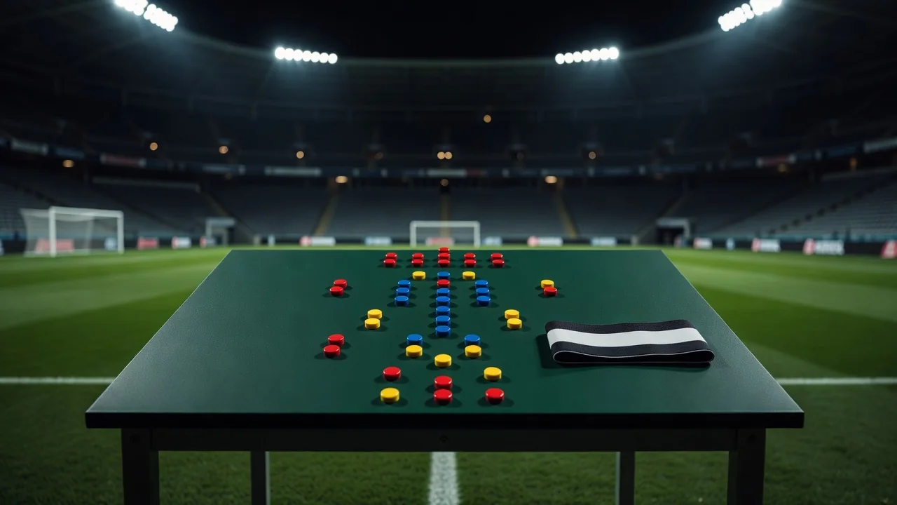 Tactics board with magnet formation and an armband beside it