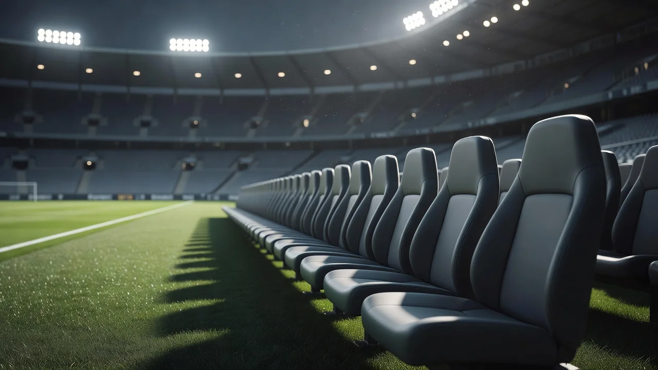 Empty substitutes bench seats before kick-off