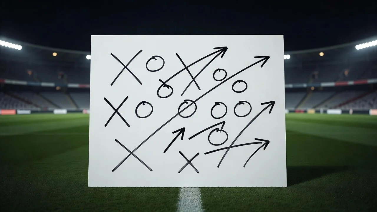 Blank white board with fresh formation lines drawn in marker