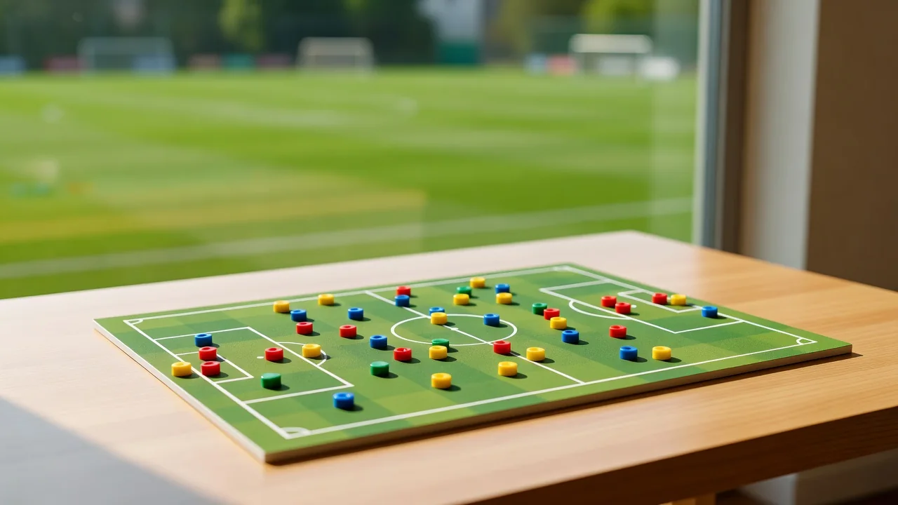Tactical magnets arranged in a formation on a coach board