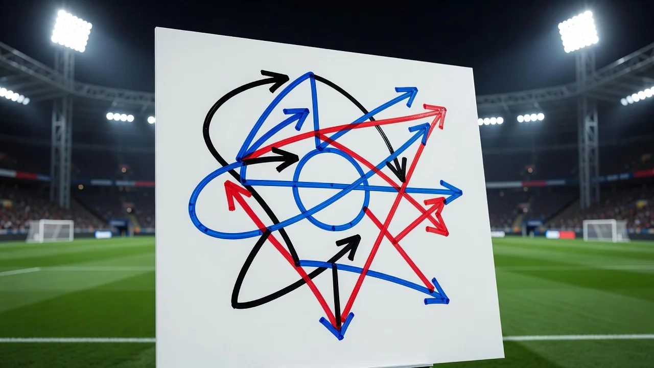 Blank white board with fresh formation lines drawn in marker